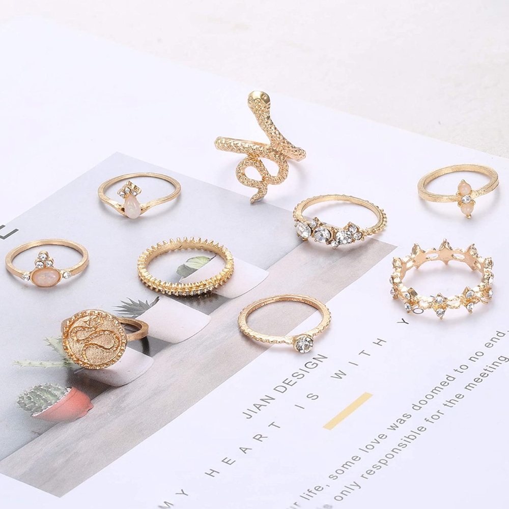 9-Piece Vintage Boho Ring Set